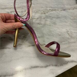 SCHUTZ Gold and Pink Strappy Heels